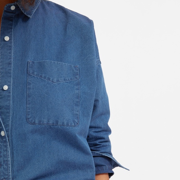 Everlane The Square Jean Denim Button Down Shirt in Dark Indigo Wash Size XS - Picture 8 of 12
